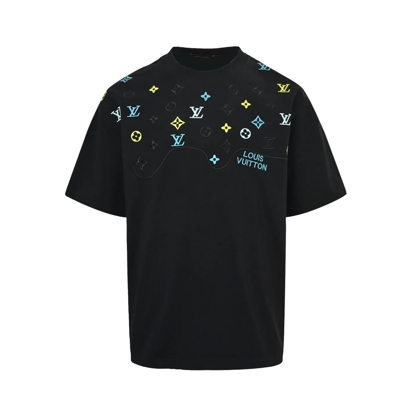 Louis Vuitton/Louis Vuitton 26ss wave pattern color block presbyopic embroidered short sleeves